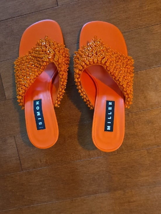 Simon Miller Shoes - Simon Miller Orange Beaded Slide Sandals
